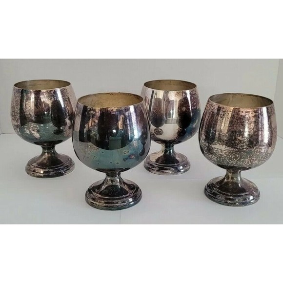 4 Vintage Sheridan Taunton Mass Silversmiths Silverplated Wine Water Goblets - Picture 3 of 9